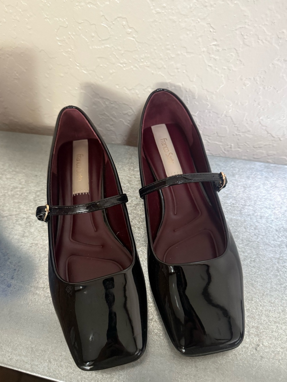 Franco Sarto Black Patent Mary Jane Flats